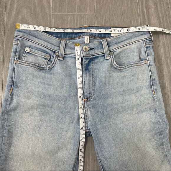 Rag & Bone Ankle Skinny Jeans in Lynn Holes 28 Chewed Hem Patchwork Light Wash - Picture 14 of 16